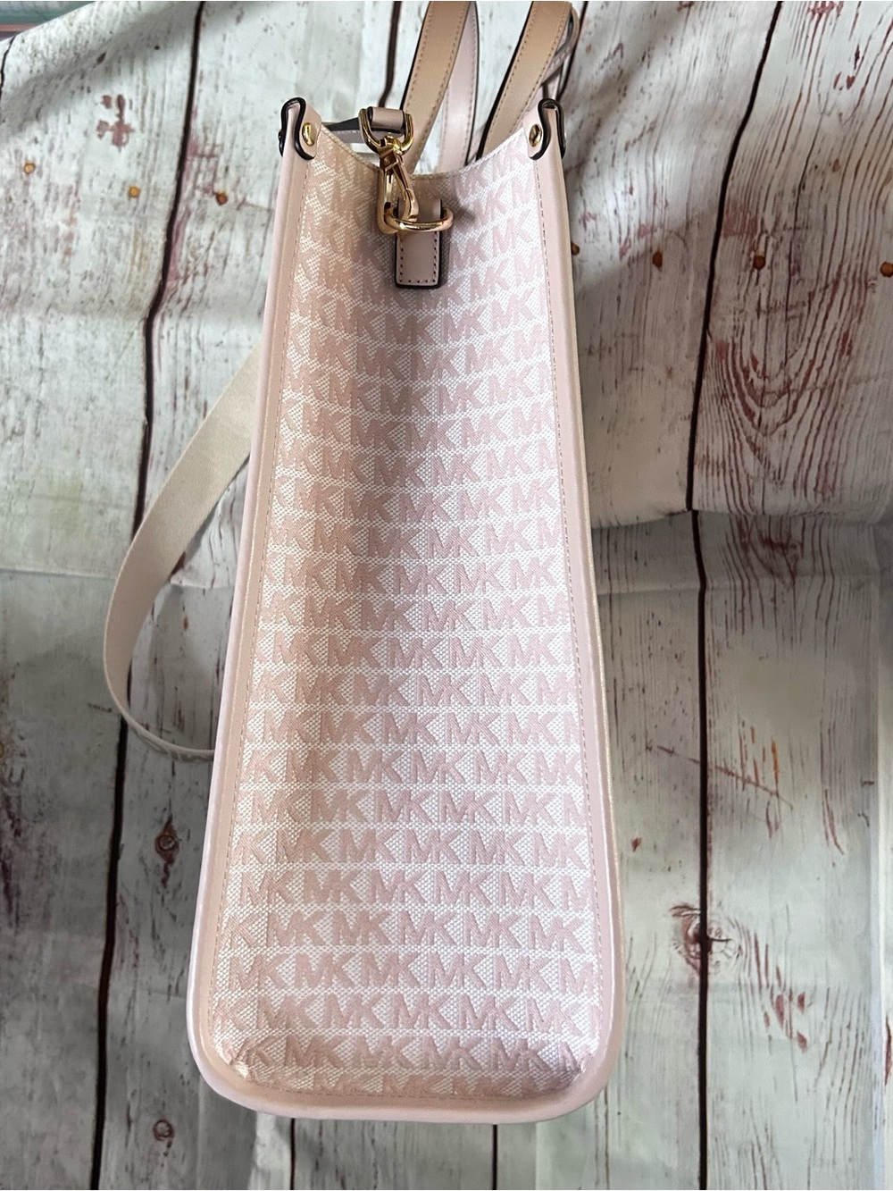 Michael Kors Large Signature Logo Tote with Branded Strap Blush Pink NWOT - Picture 9 of 12